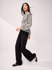Monochrome Ruffle Check Long Sleeve Blouse - Image 2 of 6