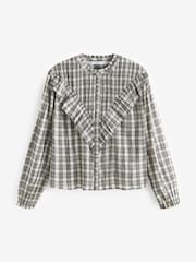 Monochrome Ruffle Check Long Sleeve Blouse - Image 5 of 6