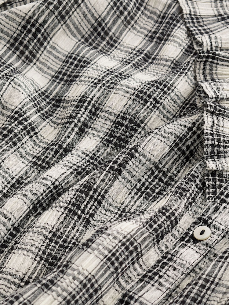 Monochrome Ruffle Check Long Sleeve Blouse - Image 6 of 6