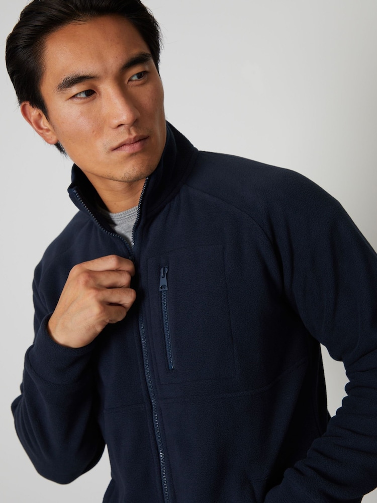 Threadbare Navy Zip Up Microfleece Jacket - Image 4 of 4
