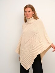 Kaffe Cream Ester Cable Knit High Neck Poncho - Image 1 of 6