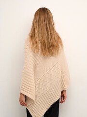 Kaffe Cream Ester Cable Knit High Neck Poncho - Image 2 of 6