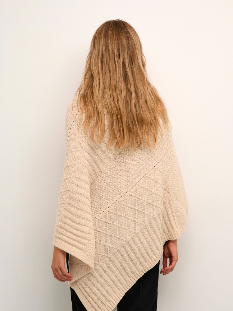 Kaffe Cream Ester Cable Knit High Neck Poncho - Image 2 of 6