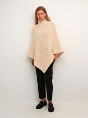 Kaffe Cream Ester Cable Knit High Neck Poncho - Image 3 of 6