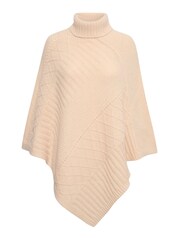 Kaffe Cream Ester Cable Knit High Neck Poncho - Image 5 of 6