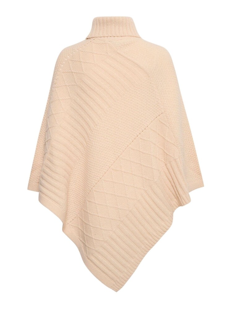 Kaffe Cream Ester Cable Knit High Neck Poncho - Image 6 of 6