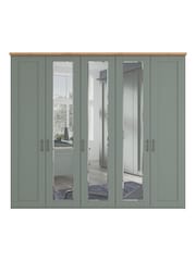Wiemann Sage Green Truro 5 Door Wood and Mirror Semi Fitted Wardrobe - Image 3 of 4