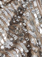 Champagne Gold Long Sleeve Sequin Ruched Shirt - Image 7 of 7