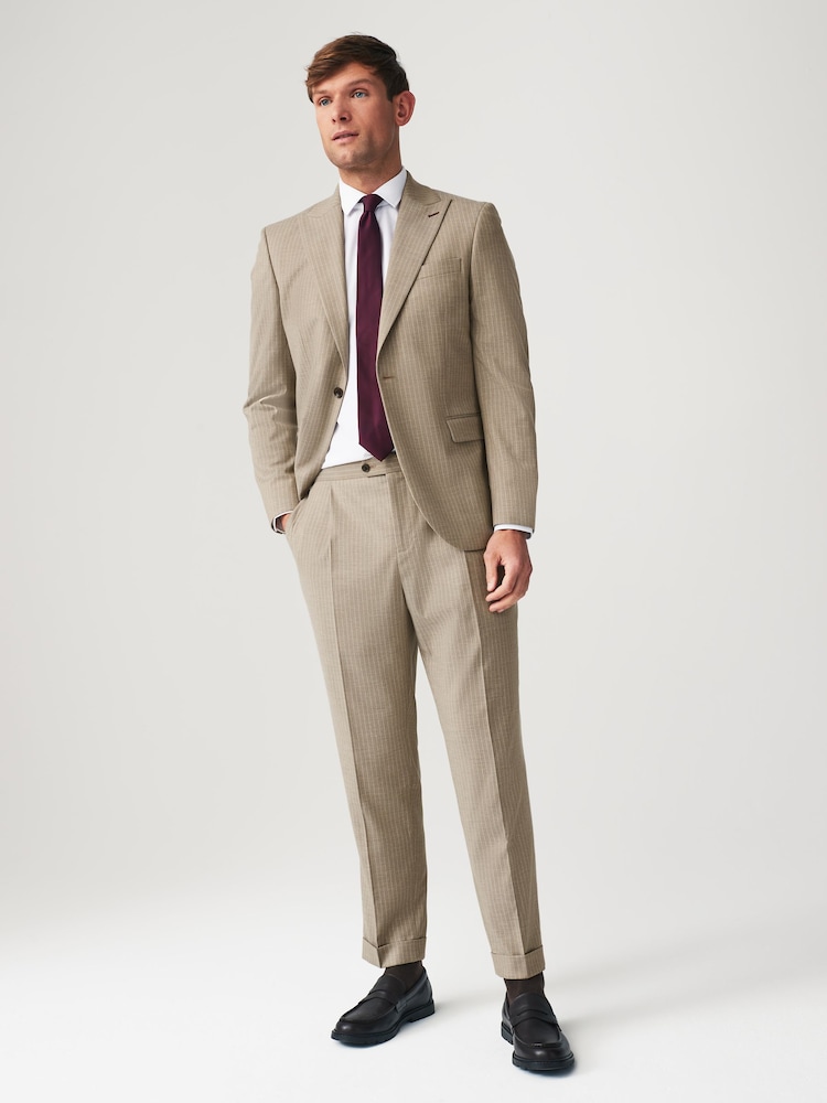 Neutral Slim Fit Stripe Suit Jacket - Image 2 of 11