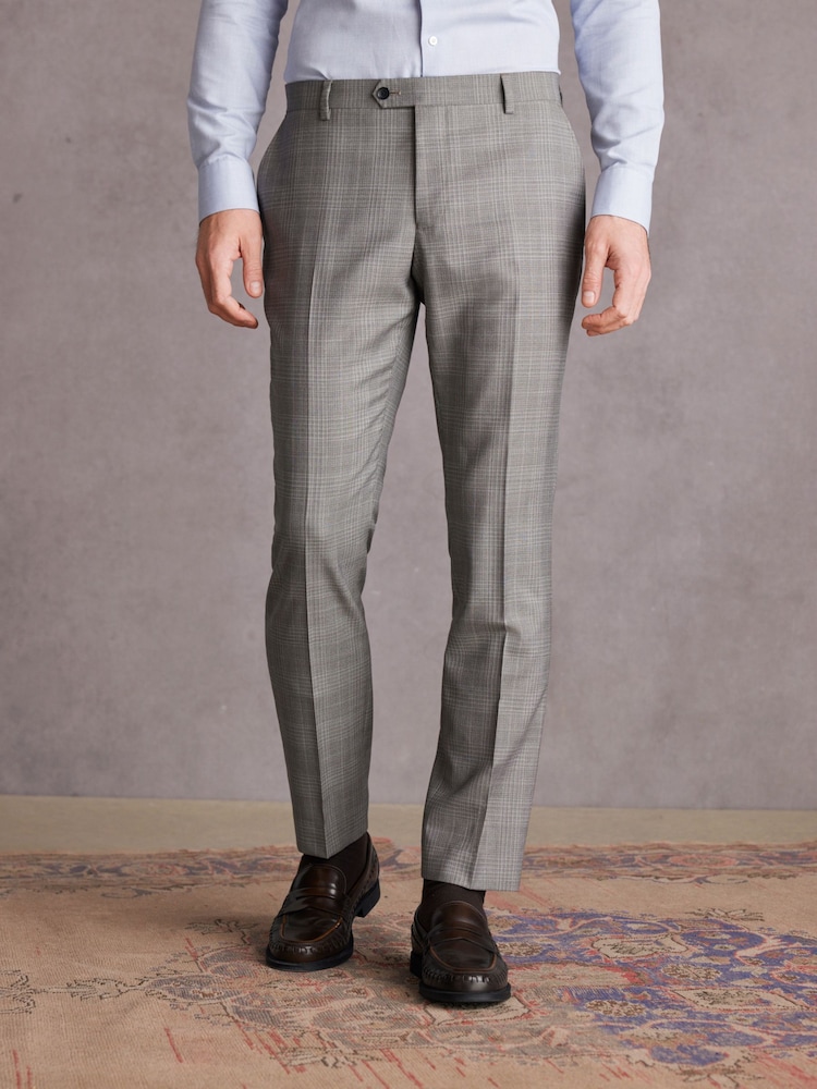 Neutral Slim Fit Signature Check Suit: Trousers - Image 1 of 9
