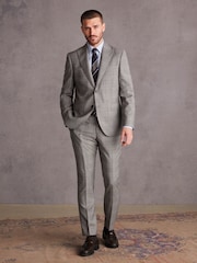 Neutral Slim Fit Signature Check Suit: Trousers - Image 2 of 9