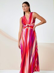 Roman Pink Ombre Buckle Stretch Maxi Dress - Image 1 of 5