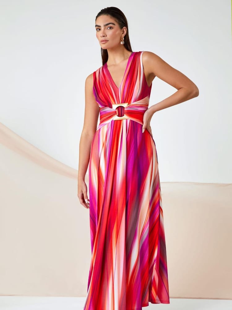 Roman Pink Ombre Buckle Stretch Maxi Dress - Image 1 of 5