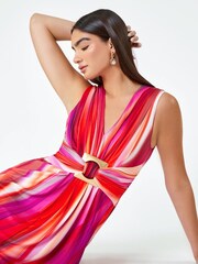 Roman Pink Ombre Buckle Stretch Maxi Dress - Image 3 of 5
