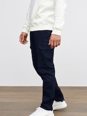 Navy Slim Fit Cotton Stretch Cargo Trousers - Image 1 of 7