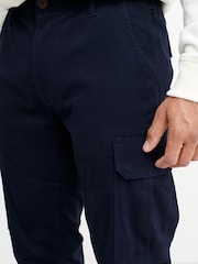 Navy Slim Fit Cotton Stretch Cargo Trousers - Image 3 of 7