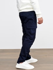 Navy Slim Fit Cotton Stretch Cargo Trousers - Image 4 of 7