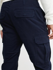 Navy Slim Fit Cotton Stretch Cargo Trousers - Image 5 of 7