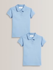 Blue Regular Fit 100% Cotton Short Sleeve Polo Shirts 2 Pack (3-16yrs) - Image 1 of 10
