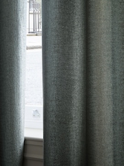 Teal Blue/Bronze Metallic Stripe Eyelet Lined Curtains - Image 3 of 5