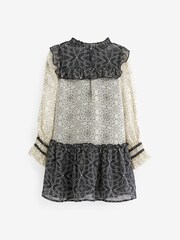 Mint Velvet Black & White Monochrome Mix Dress - Image 10 of 11