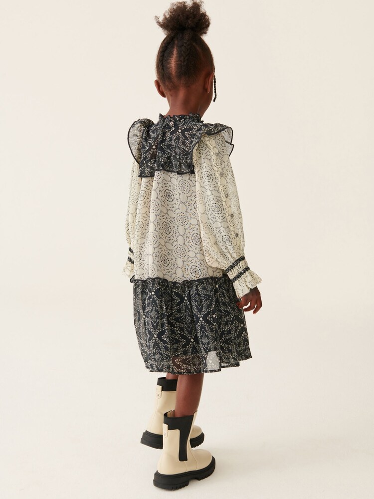 Mint Velvet Black & White Monochrome Mix Dress - Image 2 of 11