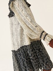 Mint Velvet Black & White Monochrome Mix Dress - Image 8 of 11