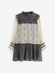 Mint Velvet Black & White Monochrome Mix Dress - Image 9 of 11