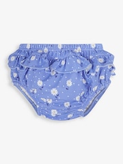 JoJo Maman Bébé Blue Daisy Frilly Swim Nappy - Image 1 of 2