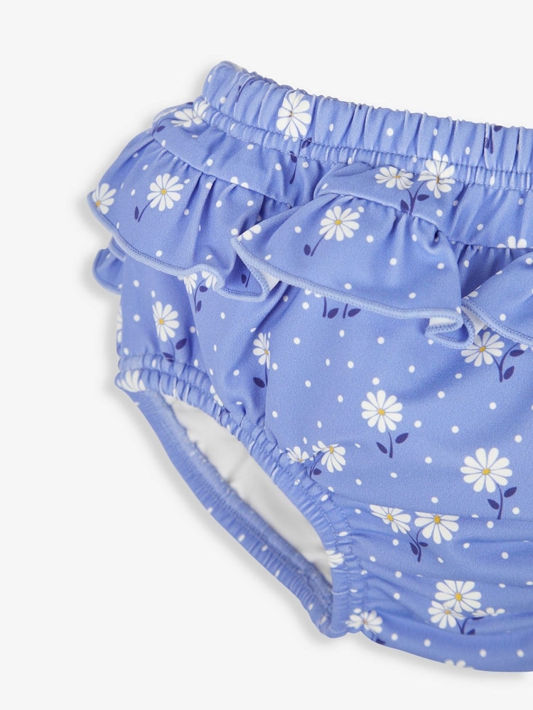 JoJo Maman Bébé Blue Daisy Frilly Swim Nappy - Image 2 of 2