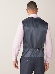 Navy Blue Regular Fit Check Suit Waistcoat - Image 2 of 7