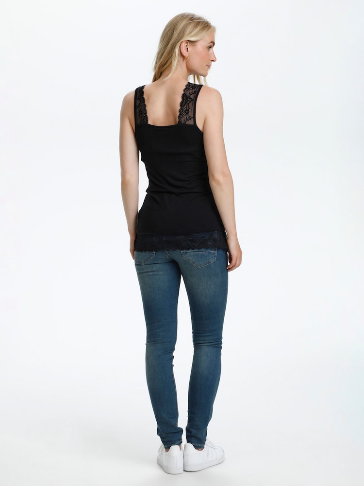 Cream Florence Lace Edge Black Tank Top - Image 2 of 7