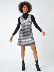 Dusk Black Sleeveless Houndstooth Stretch Dress - Image 4 of 5