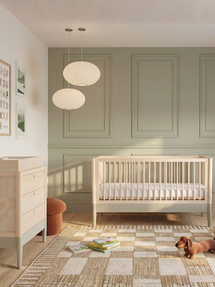 Gaia Baby Desert Sage Natural Ash Eos Cot & Dresser 2 Piece Nursery Furniture Set - Image 1 of 6