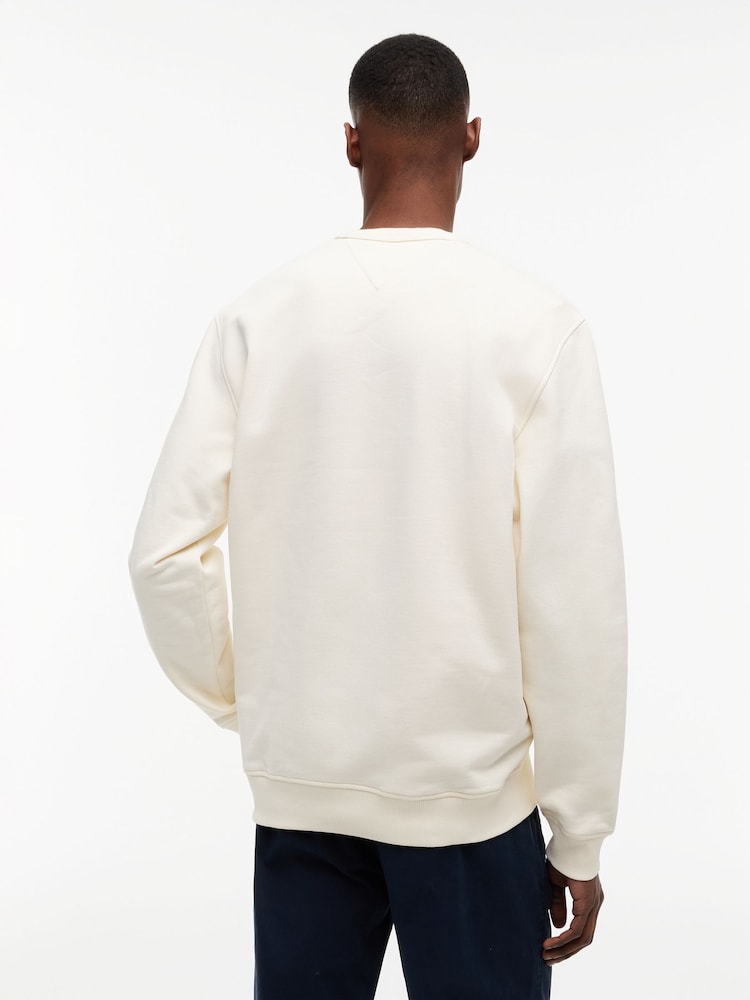 Tommy Jeans Cream Badge Brushed Terry Sweatshirt - Image 2 of 5