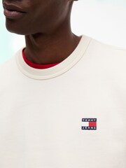 Tommy Jeans Cream Badge Brushed Terry Sweatshirt - Image 4 of 5