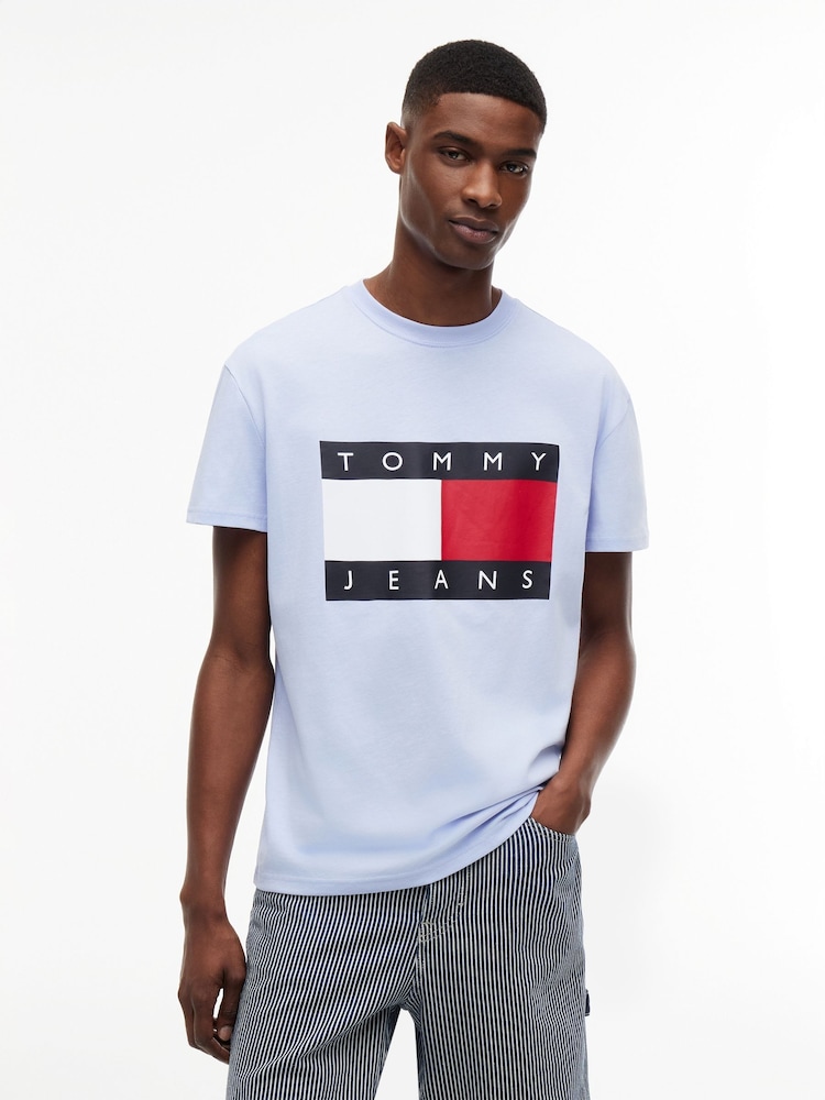 Tommy Jeans Blue Flag Badge Crew Neck T-Shirt - Image 1 of 5 Tommy Jeans Blue Flag Badge Crew Neck T-Shirt - Image 1 of 5