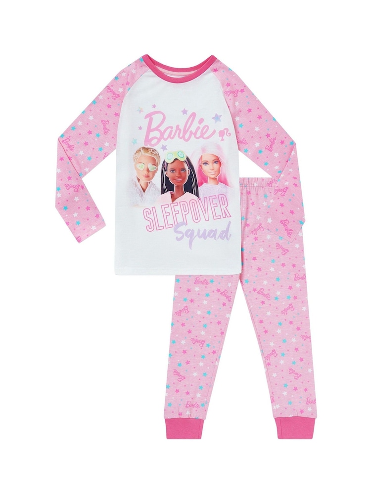 Character Pink Barbie Girls Barbie 100% Cotton Pyjamas - Image 1 of 5