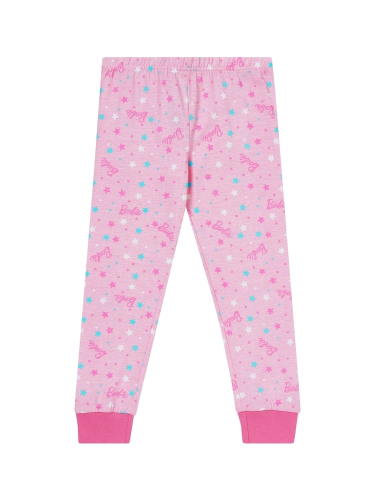 Character Pink Barbie Girls Barbie 100% Cotton Pyjamas - Image 3 of 5
