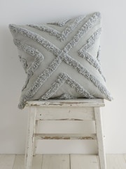 Pineapple Elephant Silver Diamond Tufted 100% Cotton Cushion - Image 1 of 3
