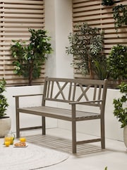 Pacific Grey Garden Cambridge Antique 3 Seater Acacia Wood Bench - Image 1 of 2