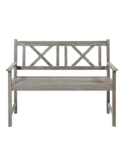 Pacific Grey Garden Cambridge Antique 3 Seater Acacia Wood Bench - Image 2 of 2