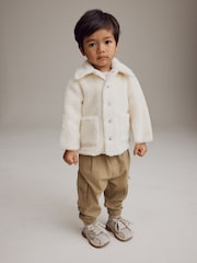 Ecru White Check Borg Fleece Shacket (3mths-7yrs) - Image 1 of 3