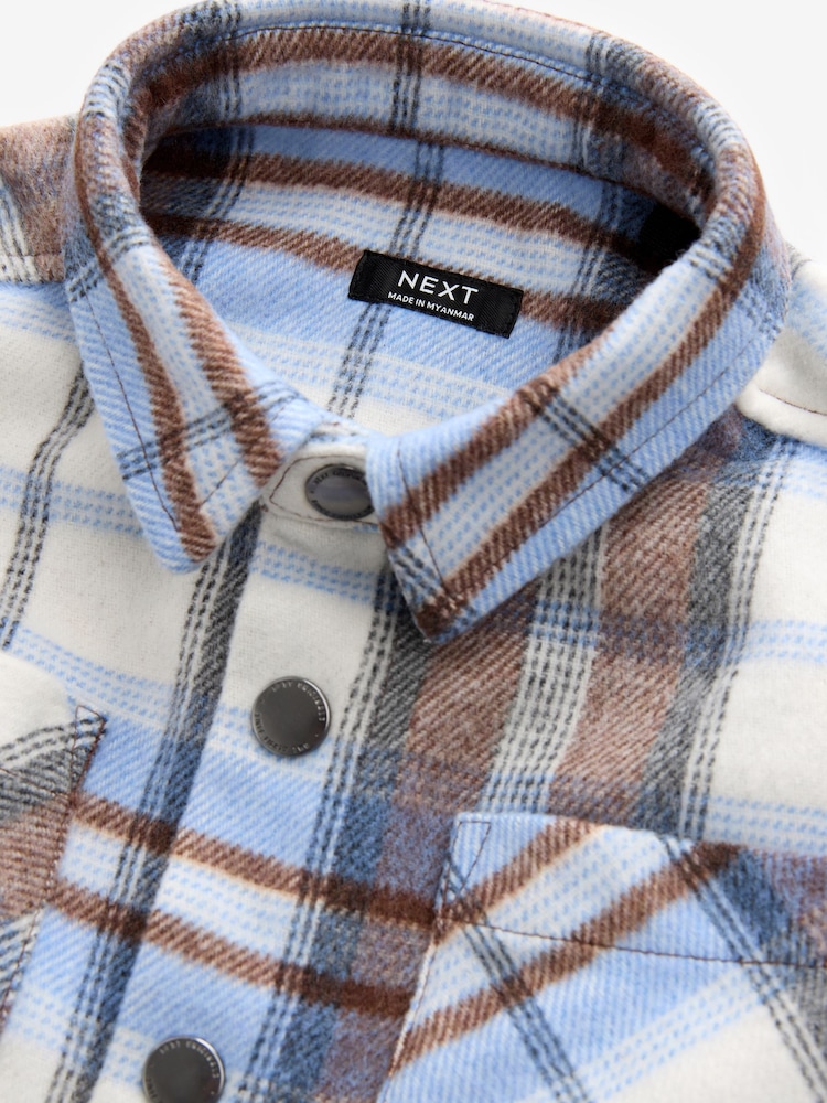 Blue/Brown Check Long Sleeve Check Overshirt (3mths-7yrs) - Image 3 of 5