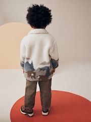 White Scenic Print Borg Fleece Shacket (3mths-7yrs) - Image 4 of 9