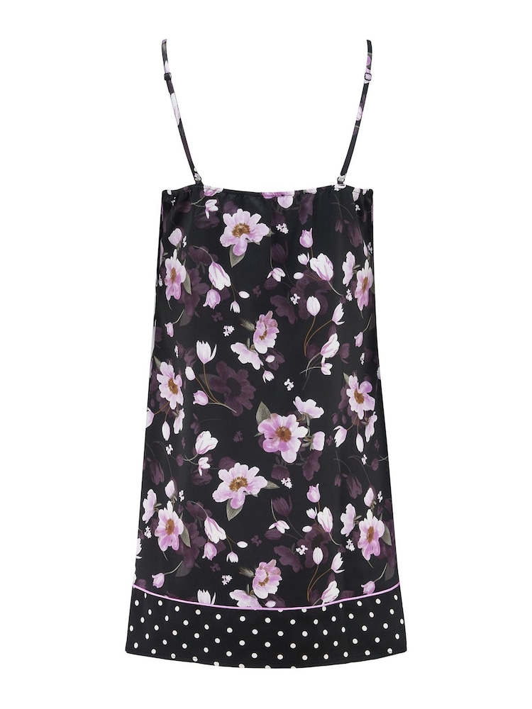 Pour Moi Black Luxe Satin Print Mix Chemise - Image 5 of 5