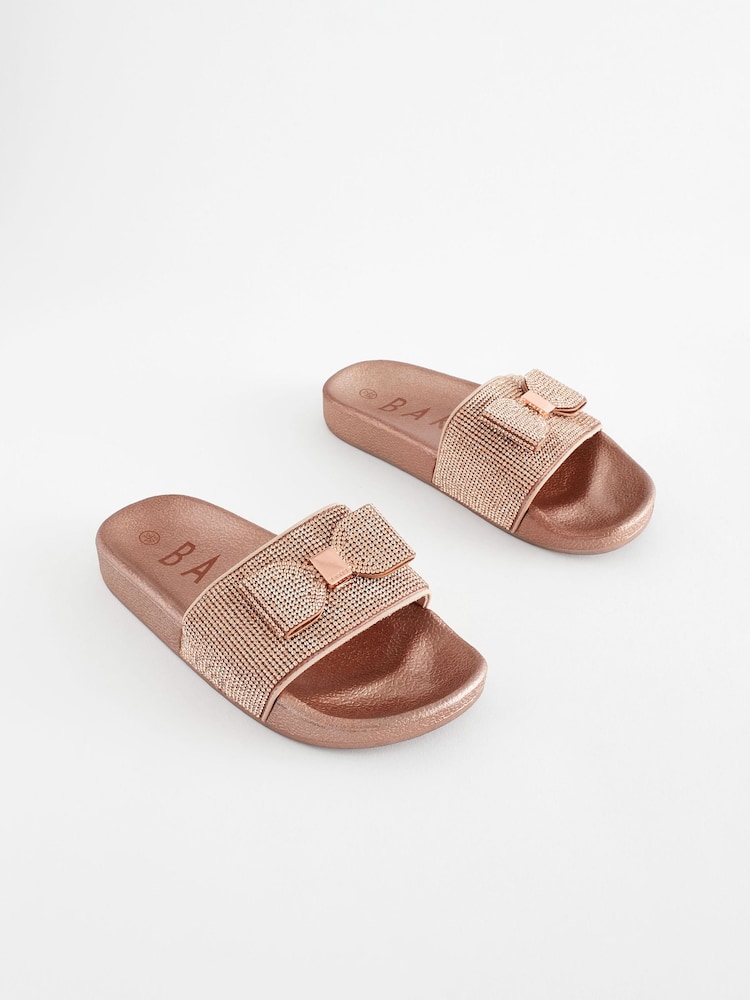 Baker by Ted Baker Girls Diamanté Sliders with Bow - Image 1 of 6