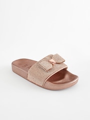 Baker by Ted Baker Girls Diamanté Sliders with Bow - Image 3 of 6