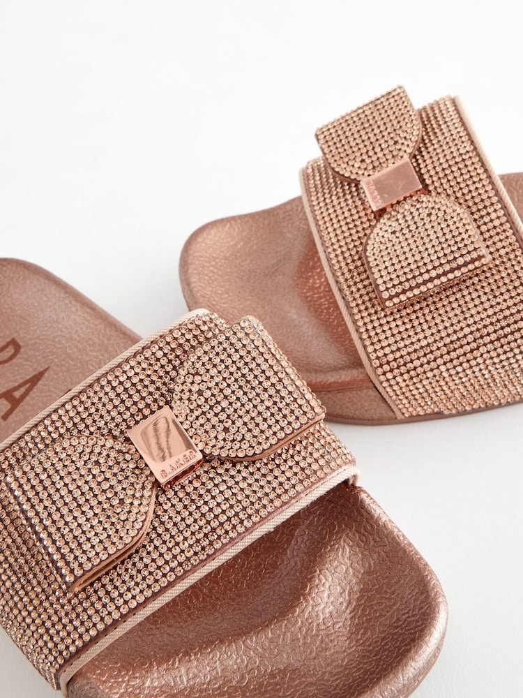 Baker by Ted Baker Girls Diamanté Sliders with Bow - Image 6 of 6