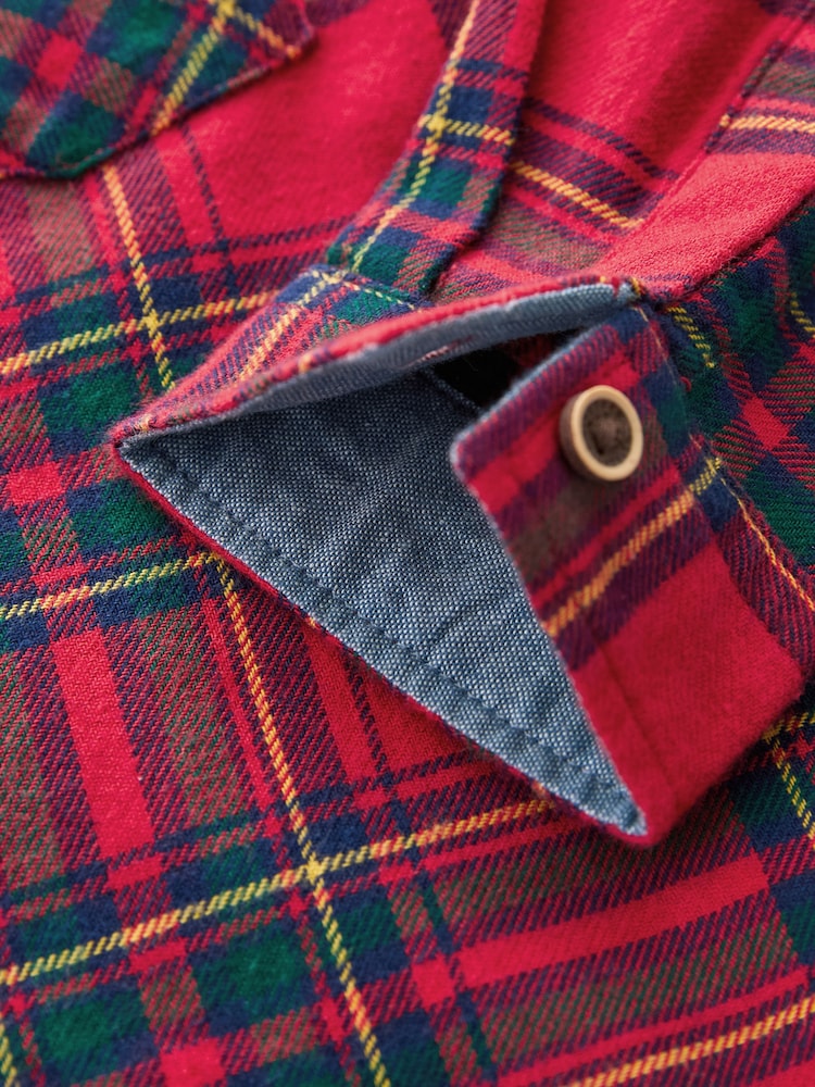 Red Tartan Plain Long Sleeve Check 100% Cotton Shirt (3mths-7yrs) - Image 7 of 7 Red Tartan Plain Long Sleeve Check 100% Cotton Shirt (3mths-7yrs) - Image 7 of 7